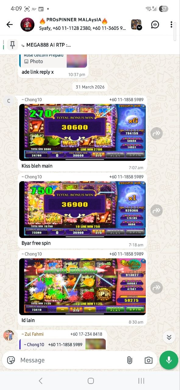 Group WhatsApp spin member win - Mega888 RM 750 win screenshot